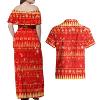 Merry Christmas Hawaii Couples Matching Off Shoulder Maxi Dress and Hawaiian Shirt Xmas Travel Map DT02 - Polynesian Pride