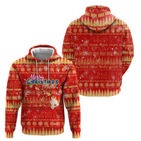 Merry Christmas Hawaii Zip Hoodie Xmas Travel Map - Polynesian Pride