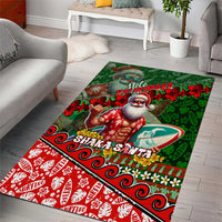 Mele Kalikimaka Shaka Santa Area Rug Hawaiian Surf Christmas Design with Aloha Spirit DT02 - Polynesian Pride