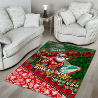 Mele Kalikimaka Shaka Santa Area Rug Hawaiian Surf Christmas Design with Aloha Spirit DT02 - Polynesian Pride