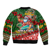 Mele Kalikimaka Shaka Santa Bomber Jacket Hawaiian Surf Christmas Design with Aloha Spirit - Polynesian Pride