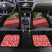 Mele Kalikimaka Shaka Santa Car Mats Hawaiian Surf Christmas Design with Aloha Spirit DT02 Set 4pcs Green - Polynesian Pride