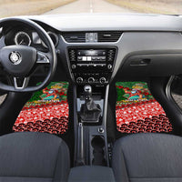 Mele Kalikimaka Shaka Santa Car Mats Hawaiian Surf Christmas Design with Aloha Spirit DT02 Set 2pcs - Front Green - Polynesian Pride
