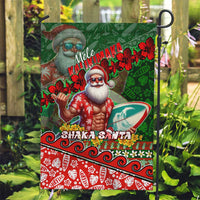 Mele Kalikimaka Shaka Santa Garden Flag Hawaiian Surf Christmas Design with Aloha Spirit DT02 Garden Flag Green - Polynesian Pride