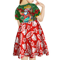 Mele Kalikimaka Shaka Santa Kid Short Sleeve Dress Hawaiian Surf Christmas Design with Aloha Spirit DT02 - Polynesian Pride
