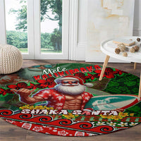 Mele Kalikimaka Shaka Santa Round Carpet Hawaiian Surf Christmas Design with Aloha Spirit DT02 - Polynesian Pride