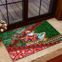 Mele Kalikimaka Shaka Santa Rubber Doormat Hawaiian Surf Christmas Design with Aloha Spirit DT02 - Polynesian Pride