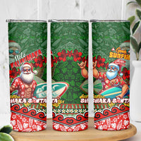 Mele Kalikimaka Shaka Santa Skinny Tumbler Hawaiian Surf Christmas Design with Aloha Spirit DT02 - Polynesian Pride