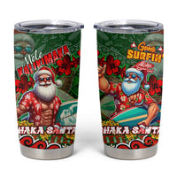 Mele Kalikimaka Shaka Santa Tumbler Cup Hawaiian Surf Christmas Design with Aloha Spirit DT02 Green - Polynesian Pride