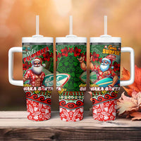 Mele Kalikimaka Shaka Santa Tumbler With Handle Hawaiian Surf Christmas Design with Aloha Spirit DT02 - Polynesian Pride