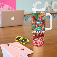 Mele Kalikimaka Shaka Santa Tumbler With Handle Hawaiian Surf Christmas Design with Aloha Spirit DT02 - Polynesian Pride