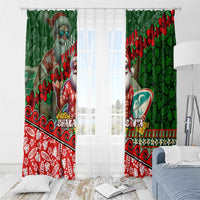 Mele Kalikimaka Shaka Santa Window Curtain Hawaiian Surf Christmas Design with Aloha Spirit DT02 - Polynesian Pride