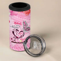 Butterfly Polynesia Breast Cancer 4 in 1 Can Cooler Tumbler Nobody Fights Alone Pink Out Tropical Hibiscus DT02 - Polynesian Pride