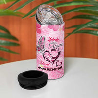 Butterfly Polynesia Breast Cancer 4 in 1 Can Cooler Tumbler Nobody Fights Alone Pink Out Tropical Hibiscus DT02 - Polynesian Pride