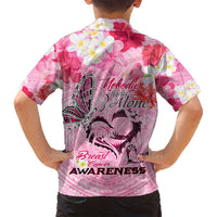 Butterfly Polynesia Breast Cancer Family Matching Puletasi and Hawaiian Shirt Nobody Fights Alone Pink Out Tropical Hibiscus DT02 - Polynesian Pride