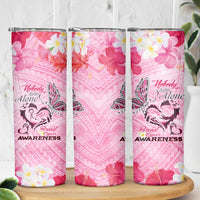 Butterfly Polynesia Breast Cancer Skinny Tumbler Nobody Fights Alone Pink Out Tropical Hibiscus DT02 - Polynesian Pride