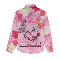 Butterfly Polynesia Breast Cancer Women Casual Shirt Nobody Fights Alone Pink Out Tropical Hibiscus DT02 - Polynesian Pride