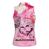 Butterfly Polynesia Breast Cancer Women Sleeveless Polo Shirt Nobody Fights Alone Pink Out Tropical Hibiscus DT02 - Polynesian Pride