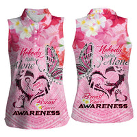 Butterfly Polynesia Breast Cancer Women Sleeveless Polo Shirt Nobody Fights Alone Pink Out Tropical Hibiscus DT02 - Polynesian Pride