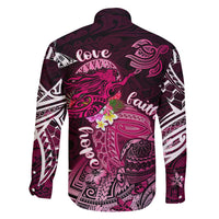 Breast Cancer Mermaid Polynesia Family Matching Long Sleeve Bodycon Dress and Hawaiian Shirt Faith Hope Love DT02 - Polynesian Pride