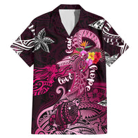 Breast Cancer Mermaid Polynesia Family Matching Mermaid Dress and Hawaiian Shirt Faith Hope Love DT02 Dad's Shirt - Short Sleeve Pink - Polynesian Pride