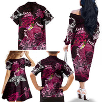 Breast Cancer Mermaid Polynesia Family Matching Off The Shoulder Long Sleeve Dress and Hawaiian Shirt Faith Hope Love DT02 - Polynesian Pride