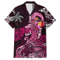 Breast Cancer Mermaid Polynesia Family Matching Off Shoulder Maxi Dress and Hawaiian Shirt Faith Hope Love DT02 Dad's Shirt - Short Sleeve Pink - Polynesian Pride