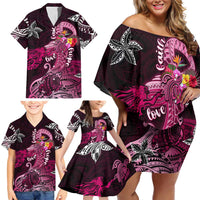 Breast Cancer Mermaid Polynesia Family Matching Off Shoulder Short Dress and Hawaiian Shirt Faith Hope Love DT02 - Polynesian Pride