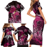 Breast Cancer Mermaid Polynesia Family Matching Short Sleeve Bodycon Dress and Hawaiian Shirt Faith Hope Love DT02 - Polynesian Pride