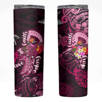 Breast Cancer Mermaid Polynesia Skinny Tumbler Faith Hope Love DT02 Pink - Polynesian Pride