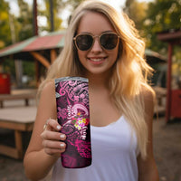 Breast Cancer Mermaid Polynesia Skinny Tumbler Faith Hope Love DT02 - Polynesian Pride