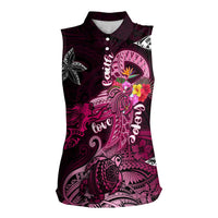 Breast Cancer Mermaid Polynesia Women Sleeveless Polo Shirt Faith Hope Love DT02 Female Pink - Polynesian Pride