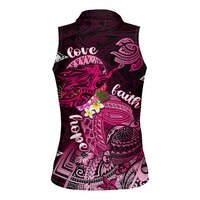 Breast Cancer Mermaid Polynesia Women Sleeveless Polo Shirt Faith Hope Love DT02 - Polynesian Pride