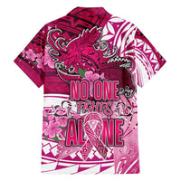 Breast Cancer Awareness Hawaii Family Matching Long Sleeve Bodycon Dress and Hawaiian Shirt Polynesia Girl Nobody Fights Alone