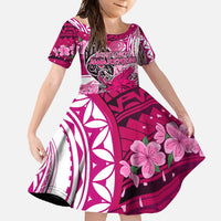 Breast Cancer Awareness Hawaii Family Matching Mermaid Dress and Hawaiian Shirt Polynesia Girl Nobody Fights Alone DT02 Daughter's Dress Pink - Polynesian Pride