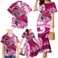 Breast Cancer Awareness Hawaii Family Matching Mermaid Dress and Hawaiian Shirt Polynesia Girl Nobody Fights Alone DT02 - Polynesian Pride
