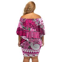 Breast Cancer Awareness Hawaii Off Shoulder Short Dress Polynesia Girl Nobody Fights Alone