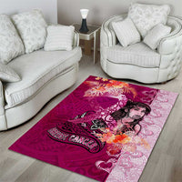Breast Cancer New Zealand Area Rug Maori Aotearoa Girl Pink Out