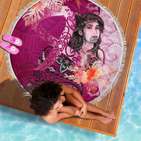 Breast Cancer New Zealand Beach Blanket Maori Aotearoa Girl Pink Out DT02 - Polynesian Pride