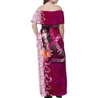 Breast Cancer New Zealand Family Matching Off Shoulder Maxi Dress and Hawaiian Shirt Maori Aotearoa Girl Pink Out DT02 - Polynesian Pride