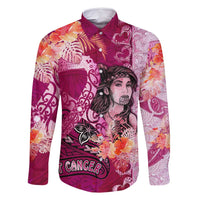 Breast Cancer New Zealand Family Matching Summer Maxi Dress and Hawaiian Shirt Maori Aotearoa Girl Pink Out DT02 Dad's Shirt - Long Sleeve Pink - Polynesian Pride