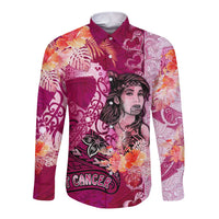 Breast Cancer New Zealand Long Sleeve Button Shirt Maori Aotearoa Girl Pink Out DT02 Unisex Pink - Polynesian Pride