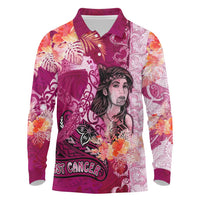 Breast Cancer New Zealand Long Sleeve Polo Shirt Maori Aotearoa Girl Pink Out DT02 Pink - Polynesian Pride