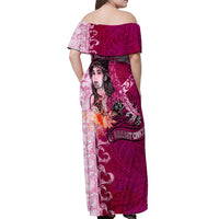 Breast Cancer New Zealand Off Shoulder Maxi Dress Maori Aotearoa Girl Pink Out DT02 - Polynesian Pride