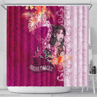 Breast Cancer New Zealand Shower Curtain Maori Aotearoa Girl Pink Out DT02 - Polynesian Pride