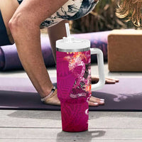 Breast Cancer New Zealand Tumbler With Handle Maori Aotearoa Girl Pink Out DT02 - Polynesian Pride