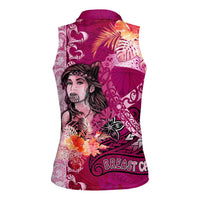 Breast Cancer New Zealand Women Sleeveless Polo Shirt Maori Aotearoa Girl Pink Out DT02 - Polynesian Pride