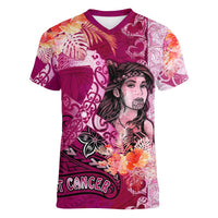 Breast Cancer New Zealand Women V-Neck T-Shirt Maori Aotearoa Girl Pink Out DT02 Female Pink - Polynesian Pride