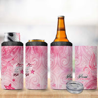 Breast Cancer Awareness Month 4 in 1 Can Cooler Tumbler Butterfly Polynesia Watercolor Pink DT02 - Polynesian Pride