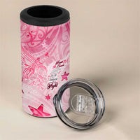 Breast Cancer Awareness Month 4 in 1 Can Cooler Tumbler Butterfly Polynesia Watercolor Pink DT02 - Polynesian Pride